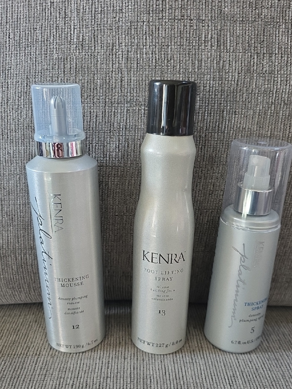 Kenra Platinum Styling Set —Thickening Mousse, Root Lifting & Thickening Sprays.